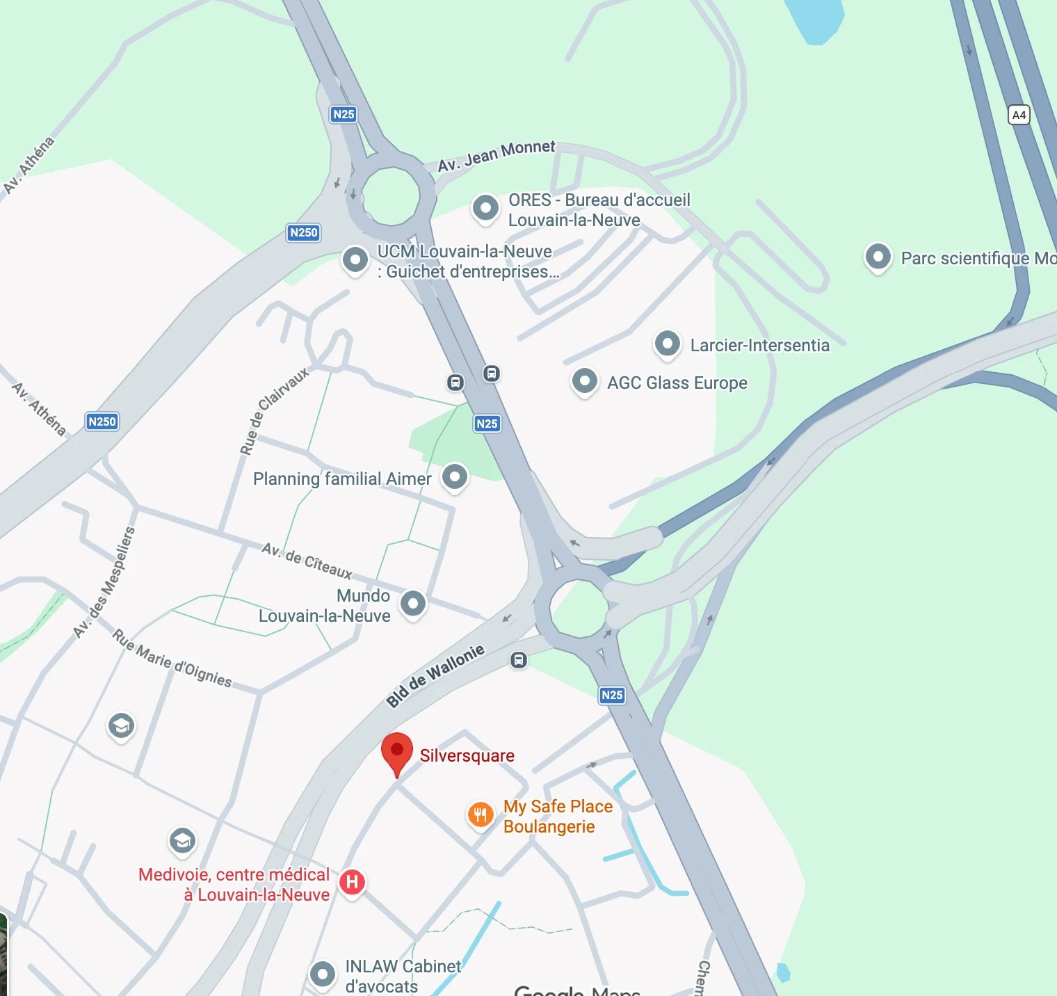 Map, SilverSquare, Louvain-la-Neuve